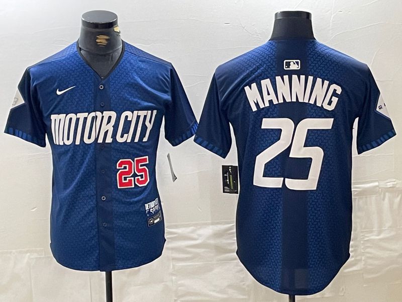 Men Detroit Tigers 25 Manning Blue City Edition Nike 2024 MLB Jersey style 2